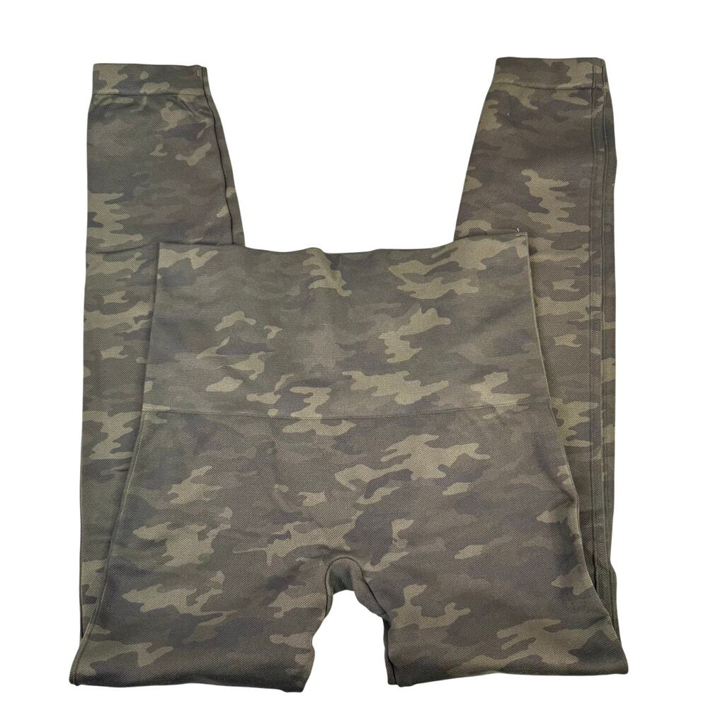 SPANX Seamless Leggings Green Camo Large Look At Me Now High Waisted Pants